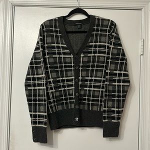 Club Monaco Gray Plaid Wool Cardigan Sweater Size XS. Great Condition!